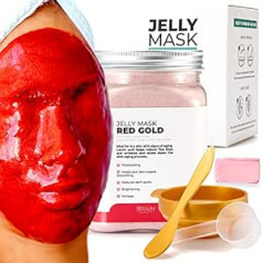 Brüun BRÜUN Peel Off Jelly Mask, Premium Quality Sculpting Red Gold Lactic AC Jar Mask pulveris sejas maskai, Ideāli piemērots kosmetologiem, Spa ādas kopšana, Hydro sejas maska