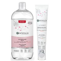 Centifolia micelārais ūdens Eclat de Rose 500 ml + acu kontūras 15 ml | Ideāli piemērots dehidrētai ādai | Lieliski noņem grimu | Atbrīvo no sastrēgumiem un samazina pietūkumu, ražots Francijā, organisks