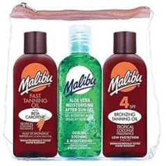 Malibu Travel Pack SPF 4 bronzas eļļa, Aloe Vera After Sun Gel, kokosriekstu brūnā eļļa