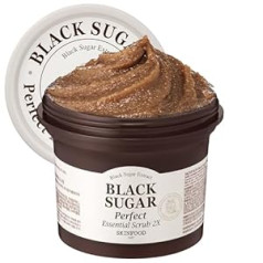 Skin Food Since 1957 SKIN FOOD kopš 1957. gada Perfect Black Sugar Essential Scrub 210g – pīlings sejas skrubis bez kairinājuma – noņem melngalvju un atmirušās ādas šūnas (7,4 fl.oz.)