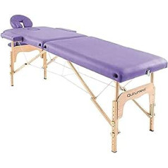 Quirumed Viegli saliekams koka masāžas galds purpursarkans 182 x 60 cm mākslīgās ādas pārnēsājams viegls, noņemams galviņas Sejas cauruma augstums regulējams līdz 120 kg