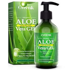 Cveenk Aloe Vera Gel, 300 ml, organisks alvejas krēms sausai, saspringtai ādai un saules apdegumiem, alvejas losjons pēc sauļošanās, dabīgs mitrinātājs sejai, matiem un ķermenim