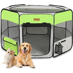 Akinerri Dog Playpen, Foldable Puppy Kennel with Removable Mesh Protector, Portable Pet Playpen for Indoor or Outdoor Training (Medium (36