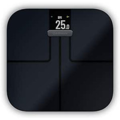 Garmin Index S2 Smart Waage – misst das Gewicht, Gewichtstrend, Körperfettanteil, Muskelmasse, ĶMI. Mit WLAN, Garmin Connect App-Anbindung und für bis zu 16 Personen
