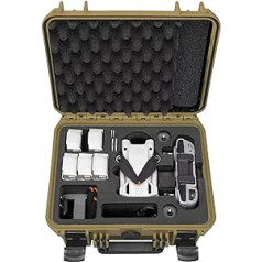 TomCase Travel Edition Drone Case for DJI Mini 3 Pro Fly More Kit, Standard Remote Control or DJI RC, up to 10 Batteries, Waterproof Outdoor Case IP67, Made in Germany, Sahara / black, Suitcase organiser