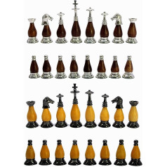 StonKraft Collector's Edition Brass Chess Pieces Farmers Chess Pieces Chess Pieces Figures (3.5 Inch Wood Brass)