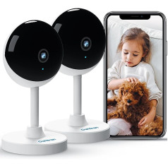 Owltron iekštelpu novērošanas kamera, iepakojums pa 2, suņu kameras novērošana ar lietotni, mazuļa monitors ar kameru IP kamera suņiem/mājdzīvnieku kamera, WiFi novērošanas kamera ar nakts redzamību, savietojams ar