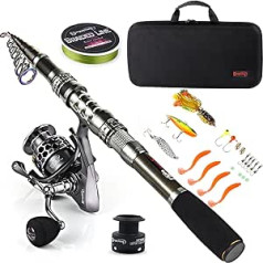 Sougayilang Telescopic Fishing Reel Carbon Fibre Fishing Rod Spinning Reels Fishing Accessories Ideal for Travel, Saltwater and Freshwater Fishing