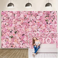 Aoihrraan 3 x 2,5 m Kāzu ziedu siena fons rozā rožu ziedi romantiski ziedi Valentīna dienas fotogrāfiju fons līgavas duša Mātes diena meitenes sievietes dzimšanas dienas portrets foto rekvizīti