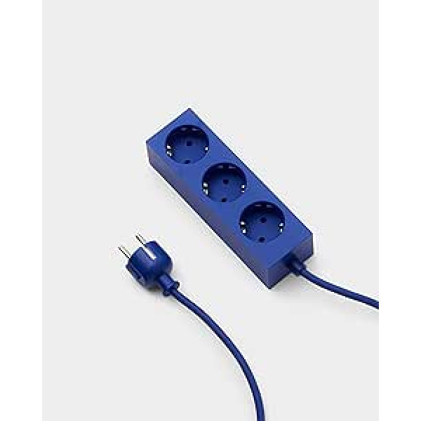 Pedestal Power Bar Power Strip 2 m with Magnetic Base (Blue) - Practical Stylish Multiple Socket 3-Way Magnetic - Magnetic 3-Way Socket - Power Strip 3-Way