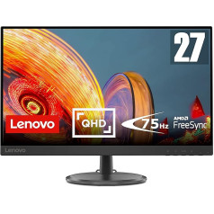 Lenovo C27q-35 | 27 Inch WQHD Monitor | 2560x1440 | 60Hz | 250 nits | 4ms Response Time | HDMI | DisplayPort | AMD Radeon FreeSync | Black