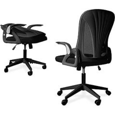 Ergonomisks biroja krēsls Tervo, salokāms un regulējams augstums, galda krēsli mājām, darbam vai spēlēm, datorkrēsls ar atzveltni, trīskāršs melns dizains (trīs melns)