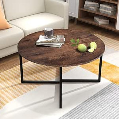 BOFENG Промышленный круглый журнальный столик, стол для гостиной, чайный столик, приставные столики, журнальный столик с прочным металлическ
