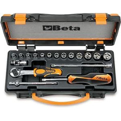 Beta 900/C13-5 Sechskant-Steckschlüssel Set, Schraubendreher Bundle, Werkstatt Tools (13 Sechskant-Steckschlüssel, 5 Betätigungswerkzeuge, verchromtes Werkzeug), Schwarz/Orange