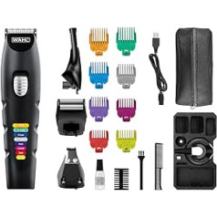 Wahl Color Trim Advanced Multigroomer, novatoriskas krāsu kodētas vadotnes ķemmes, 240 minūšu darbības laiks, USB lādētājs, ideāli piemērots sporta zālei un ceļojumiem, Precīzijas zemes asmeņi