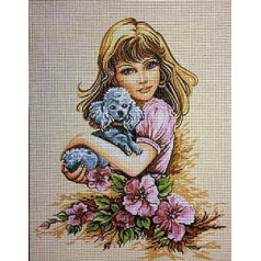'Tapestry Embroidery Cross Stitch Embroidery Kit Girl with Dog Half Cross Stitch 23x30 cm. with Cod. 243