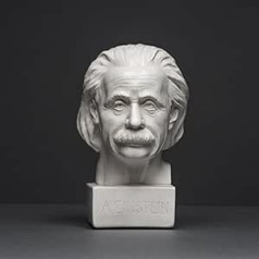Alberta Einšteina skulptūra izgatavota no augstas kvalitātes zelāna, roku darbs, ražots Vācijā, krūtis baltā krāsā, 18 cm