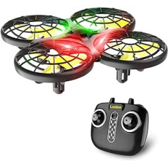 Loolinn drons bērniem — mini drons, RC kvadrokopteris ar pretsadursmes tehnoloģiju, 360° apvērsumi, ar roku vadāms režīms, 20 minūšu lidojuma laiks
