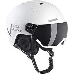 Black Crevice Kaprun Ski Helmet, Ski Helmet with Pilot Style Visor, Men and Women’s Ski Helmet, Unisex Snowboard Helmet, Breathable Ski Helmet, Adjustable Size