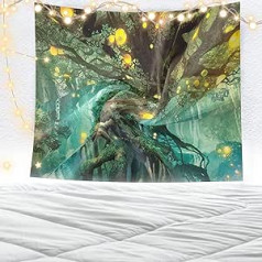 KUMAYES Tree of Life Tapestry Skull Tapestry The Kissing Lover Map Tapestry Wall Decoration for Bedroom Living Room Dorm (XL/180 x 230 cm, Green)