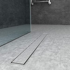 AICA dušas notekas nerūsējošais tērauds 80 cm, 2-in-1 flīzējama dušas notekas, grīdas notekas pilns komplekts, īpaši plakans, drenāžas kanāls ar sifonu, smakas aizturi un matu sietiņu