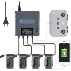 LYONGTECH LCD displeja akumulatoru lādētājs DJI Air 2S, Mavic Air 2 dronam, vienlaikus uzlādē 4 akumulatorus un 2 USB portus, 6 vienā paralēlās akumulatora uzlādes stacijas centrmezgla piederumi