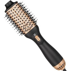 4 in 1 Hair Brush, 1000W Hair Brush with Negative Ion, Brush for Hair Dryer with 3 Speed Levels, Heated Hair Brush for Drying, Straightening, Volumising, Styling (Gold)