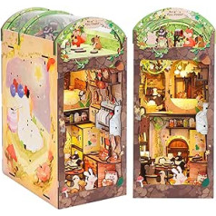 Cutefun DIY Book Nook Kit, DIY Miniature Dollhouse Kit, Book Corner, Bookshelf Decor, DIY Miniature Dollhouse Model Kits with LED Lights and Plug-In Dust Protection Plate, Mole's Apartment