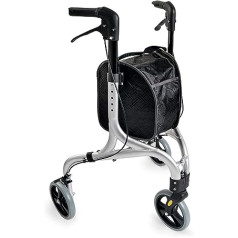 Weinberger 02217 Aluminium 3 Wheels Folding Walking Frame with Removable Bag Slim Lightweight and Manoeuvrable Stable Only 4.2 kg Silver