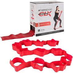 THERABAND CLX pretestības josla, nesatur lateksu, pilates, mājas studija, HIIT, fizioterapija, rehabilitācijas un fitnesa aprīkojums, 22 metri, sarkans, vidējs