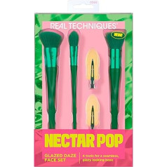 Real Techniques Collection Nectar Pop Glazed Daze Face Makeup Brush Kit - 4 otu komplekts.