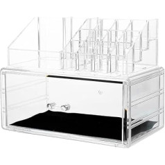 Minkissy Kosmētikas glabāšanas kastes kosmētikas uzglabāšanas kaste Dresser Storage Organizators Caurspīdīga displeja kaste Juvelierizstrādājumu organizators paplāte Kosmētikas suku uzglabāšanas kaste Caurspīdīga kosmētikas kastīte