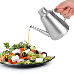 Tissting Cooking Oil Can 600 ml Stainless Steel Olive Oil Dispenser Long Opening Ingredient Dispenser Oil Bottle Spice Kettle Jug for Oil, Vinegar, Sauce