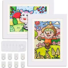 2 bilžu rāmju komplekts Bērnu zīmējumi Bērnu zīmējumi A4 Atverams A4 atvērams bērnu mākslas rāmis Priekšējā atvēruma aizpildāms rāmis bērnu zīmējumu mākslas darbu uzglabāšanai Balta krāsa