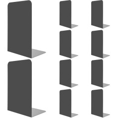 APACALI 10 Pairs of Metal Bookends, 20.4 x 10 x 13.5 cm Bookends for Shelves, Black Book Stand, Durable Bookends for Holding Books, Book Holder for Heavy Books, Home, Office