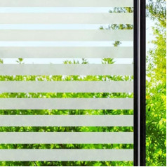 DARUITE Window Film Opaque Frosted Glass Film Self-Adhesive Privacy Film Non-Adhesive Film Window Privacy Window Film Window Privacy Screen (90 x 300 cm, Window Film Stripes)