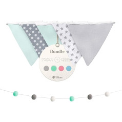 lilime® Bunting ar bezmaksas vītni, ideāli piemērots bērnu istabas dekorēšanai, mūsu sienas apdare jūsu bērnam, super gudrs dekors jebkurai bērna istabai (1,9 m)