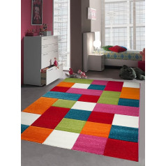 CARPETIA Bērnu rotaļu paklājiņš Checked Krāsains tirkīza oranži oranžs balts sarkans rozā izmērs 80 x 150 cm