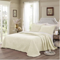 WONGS BEDDING Bedspread Bed Throw 220 x 240 cm Quilt Double Bed Quilted Crystal Velvet 3-diegu sega sega sega sega ar 2 spilvendrānas 50 x 75 cm guļamistabai