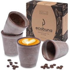 ECOBUNA® Espresso tasīšu komplekts (4 x 100 ml), izgatavots no Portugāles Mazas kafijas tasītes bez roktura Ideāli piemērotas Doppio, Espresso Macchiato, Babyccino (krāsa: Cappuccino Grey)