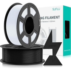 SUNLU PLA filaments ātrai drukāšanai 1,75 mm, 3D printera PLA filaments ar augstu plūstamību, paredzēts ātrai 3D drukāšanai, ātrās HS-PLA, izmēru precizitāte +/- 0,02 mm, 2 kg melns + balts