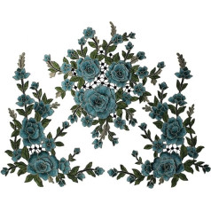 1Set/3Pcs 3D Flower Embroidery Lace Applique Bridal Applique Gold Metallic Sew on Embellishment Embellishment DIY Accessories (Green)