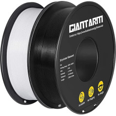 GIANTARM 3D printera filaments, 1,75 mm, 2 kg spole, melnā un baltā krāsā, 1,75 mm, polimleikskābe (PLA)