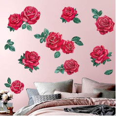 Decalmile Sienas uzlīme Sarkanās rozes Ziedi Augi Sienas uzlīme Meitenes Guļamistaba Vannas istaba