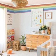 astrkiz Lineāra akvareļkrāsa Rainbow Pašlīmējoša sienas uzlīme bērniem, sienas uzlīme Robeža Sienas robeža Bērnu istaba, bērnu istaba, rotaļu istaba, sienas apdare PVC sienas uzlīme, 320 x 40 cm
