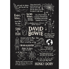 David Bowie Doodle Lyric Plakāts - David Bowie Print Dāvanas - David Bowie Artwork Dāvana Arctic Monkey Lovers Mūzikas plakāti (Black Chalkboard, A3 Unframed)