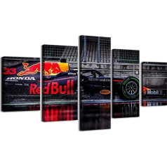 ZHONGYUTONG F1 auto plakāts ar rāmi, 5 gabali, Red Bull RB16 Verstappen Art Print Formula Racing Car Pictures on Canvas Painting (100 x 55 cm)