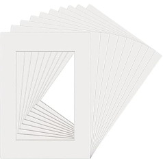 Паспарту для фоторамок, A4, 20,3 x 15,2 см, бескислотные, квадратные, подходят для фотопостеров A5, картин, белые, 14 штук
