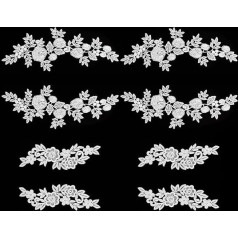 WEBEEDY Pack of 8 White Flower Patches Clothes Appliques for Sewing Embroidery Appliques Embellishments Embroidery Lace Flower Patches Decoration for DIY Wedding Dresses, Costumes