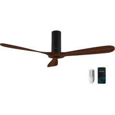 Cecotec griestu ventilators ar tālvadības pulti un WLAN EnergySilence Aero 5500 Black Aqua Connected. 40 W, diametrs 52 collas, 3 lāpstiņas, aizsardzības klase IP44, ziemas-vasaras režīms, taimeris.